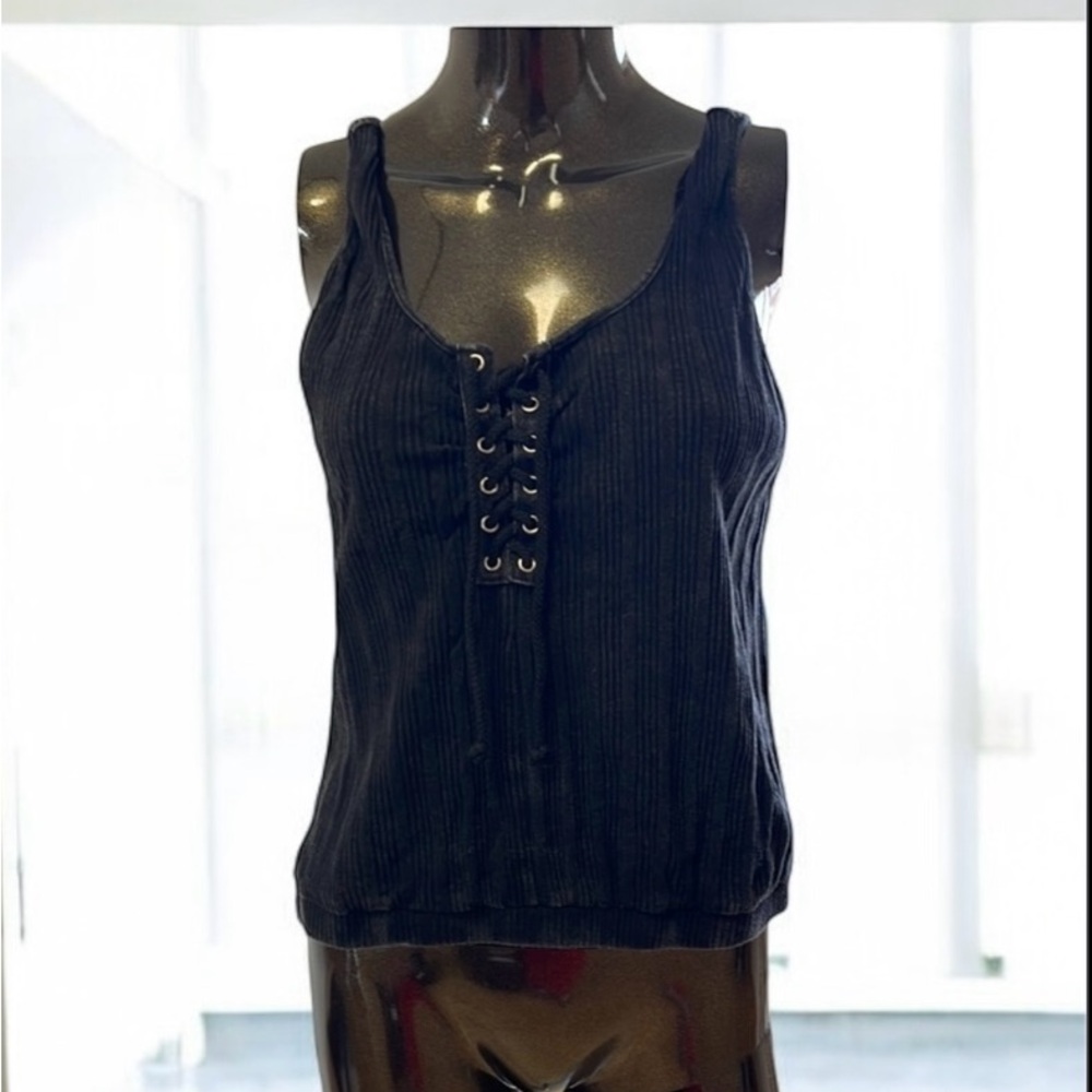 Gilded Intent Black Tie Front Tank Top
